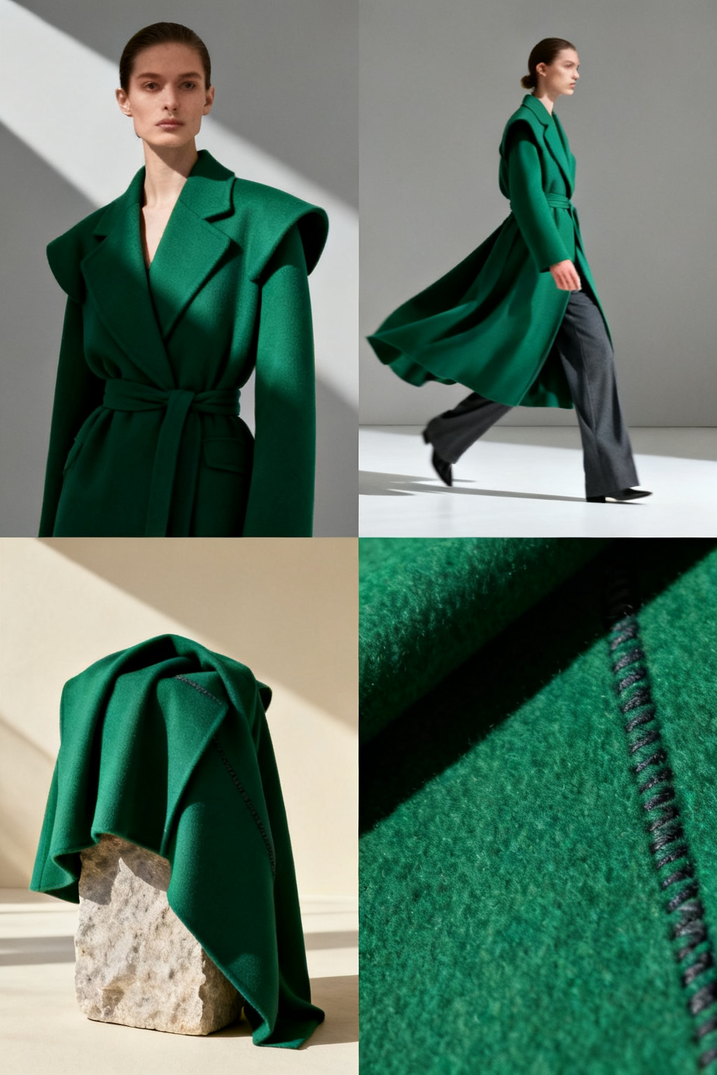 A garment turnaround: front, side and back views set in a row