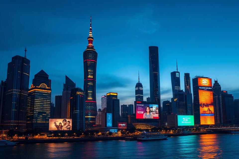 The Shanghai skyline at night